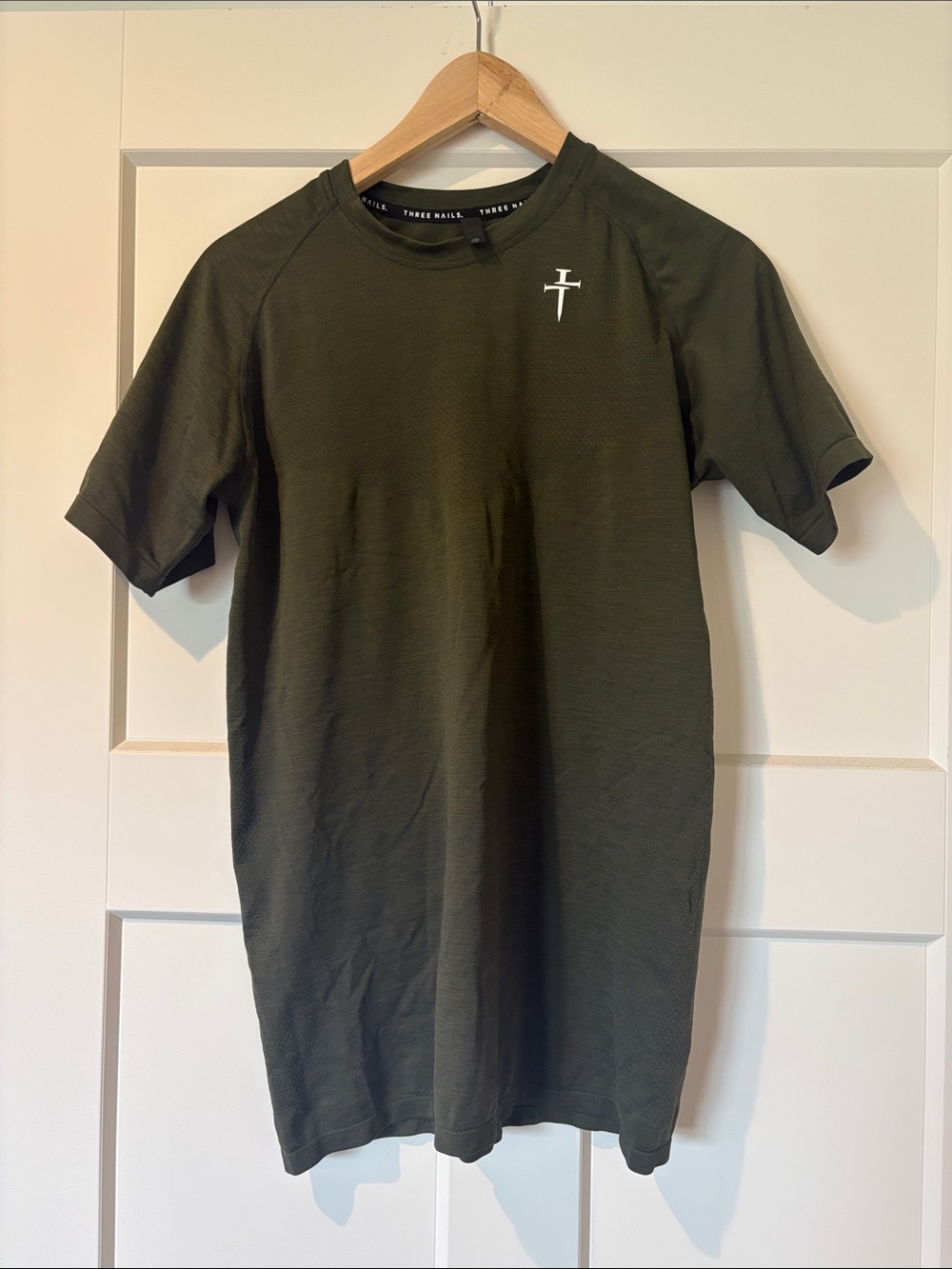 Three Nails Men's Olive Short-Sleeve Crew Tee